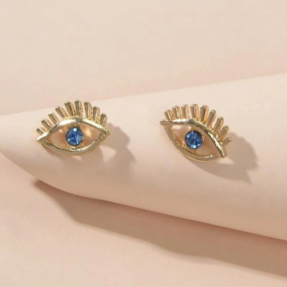 🎉 New Golden Evil Eye Stud Earrings set